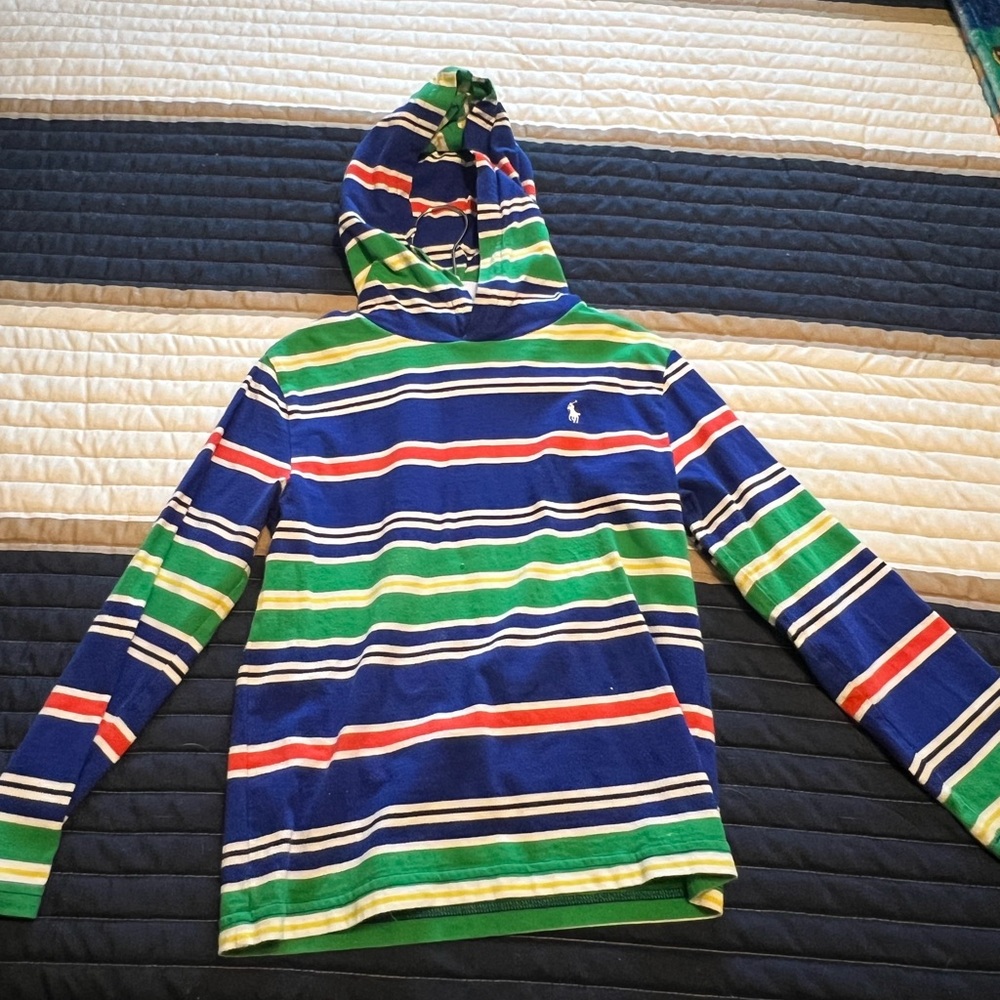Polo by Ralph Lauren Striped Hooded Pullover in Blue, Green & Red